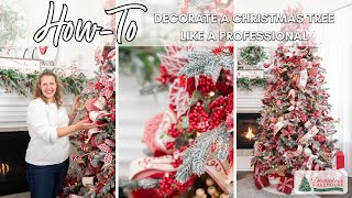 2023 Christmas Tree Decorating Tutorial  Red amp White Christmas Decor [upl. by Iphigeniah]