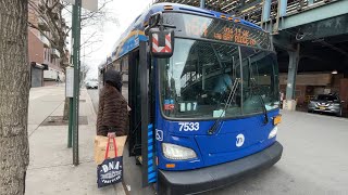 MTA B64 bus 7533 full ride from Coney Island to 25 Av amp Harway Av [upl. by Namsaj]