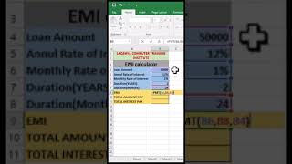 EMI CALCULATOR PMT FORMULA [upl. by Cassie]