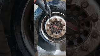 Muddy Truck Tire Satisfying Washing Process truckwash carwash trailer [upl. by Hesky]