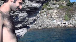 Frenchman cliff jumping in Corniglia Cinque Terre Italy [upl. by Manda623]