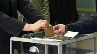 Two frontrunners in France presidential polls cast their votes [upl. by Hterrag]