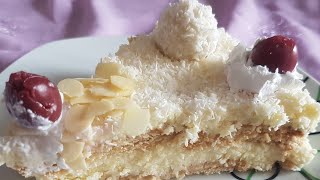 Rafaello Torte no bake 3min ohne backen einfachamptraumhaft lecker قاطو جوز الهند رافائيلو بدون فرن [upl. by Veradis]