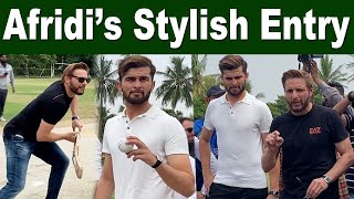 Shahid Afridi and Shaheen Afridi entry at cricket academy [upl. by Biddie224]