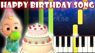 Happy Birthday Song  Cocomelon Nursery Rhymes  Piano Tutorial  Karaoke [upl. by Fontana]