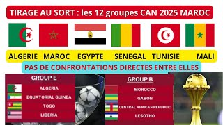 Resultat tirage au sort CAN Maroc 2025  12 groupes formés  ou  equilibrés [upl. by Schenck584]