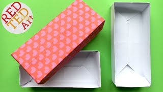 Easy Rectangular Origami Box  Paper Crafts  Crafts Basics [upl. by Tilly]