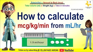 How to calculate mcgkgmin from mLhour  Drug calculation  mcg calculation  Made easy for Nurses [upl. by Normie255]