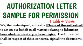 Sample Letter of Authorization Giving Permission  Authority Letter [upl. by Brandtr288]