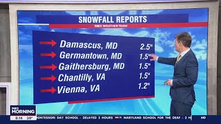 Snow totals for DC Maryland Virginia and West Virginia from Monday December 11 [upl. by Htebasil2]