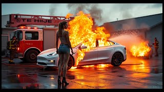 IT TOOK 50000 GALLONS OF WATER TO PUT OUT A BURNING TESLA TRUCK THE TRUTH ABOUT EV FIRES 101985 [upl. by Nana]