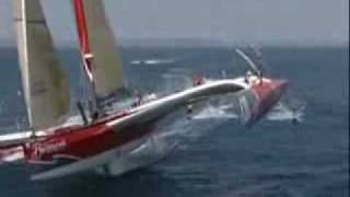 Wakeboarding behind Yvan Bourgnon 60 feet Trimaran  №2 [upl. by Aicemed833]