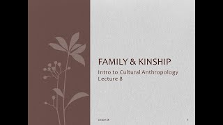 Lecture 08 Family amp Kinship [upl. by Nnairac]