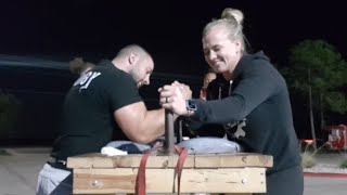 Sarah Backman Beats Everyone In Arm Wrestling [upl. by Schreibman]