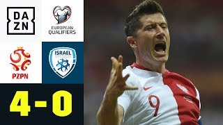 Robert Lewandowski und Krzysztof Piatek treffen bei Kantersieg Polen  Israel 40  EMQuali  DAZN [upl. by Naryt]