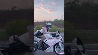 Beautiful motorcycle girl gsxr motovlog shorts [upl. by Alesi627]