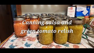 Canning salsa and Green tomato relish canning everybitcountschallenge [upl. by Woermer]