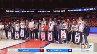 Illinois basketball honors seven seniors in home finale against Purdue [upl. by Aleemaj225]