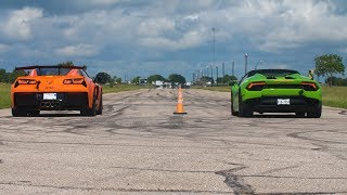 2019 Corvette ZR1 vs Lamborghini Huracan Oohrahkhan Drag Race [upl. by Leirza618]