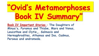 Ovids Metamorphoses Book IV Summary [upl. by Dominic147]