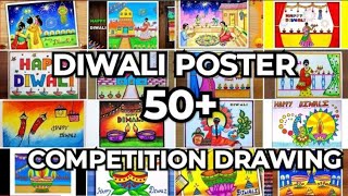 happy diwali drawing competition😘diwali​ poster​ drawing​ chartpaperdrawing​ Kaifartvlog [upl. by Ahsekram]