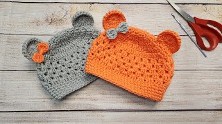 Gorro de Osito con chonguita para bebes [upl. by Leima353]