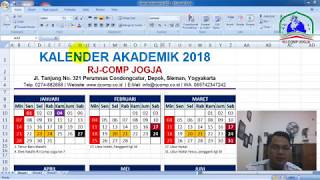 MEMBUAT Kalender Akademik OTOMATIS menggunakan Microsoft Excel [upl. by Laveen]