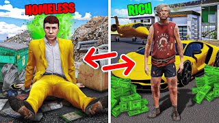 Swapping Lives with Homeless Person in GTA 5 [upl. by Akit]