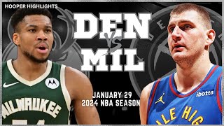 Denver Nuggets vs Milwaukee Bucks Full Game Highlights  Jan 29  2024 NBA Season [upl. by Sonafets]