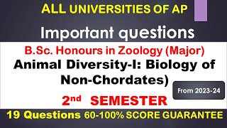 Important questions BSc Honours in Zoology  Biology of NonChordates 2nd SEMESTER  AP HSR [upl. by Nairb]