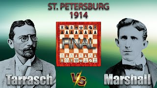 Siegbert Tarrasch Vs Frank Marshall 🏆 St Petersburg 1914 🏆 D40 Verbesserte Tarrasch  chess 677 [upl. by Noirrad]