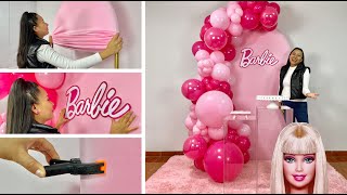 Como hacer un Arco de Globos e instalarlo en un Panel 🎀 Decoracion Barbie 🎀 Balloon Garland [upl. by Auqenwahs508]