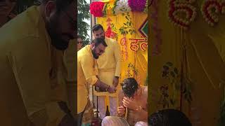 Haldi celebrations in wedding haldi cermony in wedding is so good haldi haldiceremony haldigeet [upl. by Wildee838]