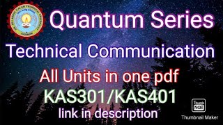 Technical Communication Quantum Series pdf  KAS301KAS401  AKTU Study Point  Semester 34 [upl. by Eilitan]