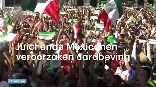 Juichende Mexicanen veroorzaken letterlijk een aardbeving  RTL NIEUWS [upl. by Atneciv]