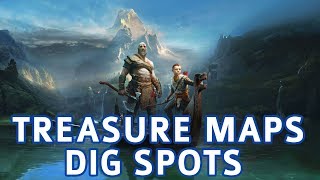 God of War  All Treasure Map Locations amp Dig Spots Solutions Treasure Hunter Trophy Guide [upl. by Arezzini878]