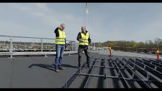 Worlds largest vertical bifacial solar installation on rooftop  Ullevål Stadium  Over Easy Solar [upl. by Yam970]