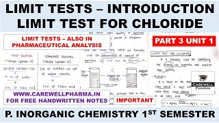 Limit Test Introduction  Limit Test for Chloride   Part 3 Unit 1  inorganic chemistry 1 Semester [upl. by Snell579]