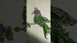 Leaf ArtParrot MakingDIY ParrotHow to make Parrot with Leaf and Flowers [upl. by Autry544]