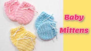 crochet baby mittens fast and easy for babies newborn to 3 monthsstep by step tutorial 💛 [upl. by Aropizt558]