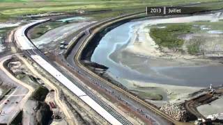 MontSaintMichel Timelapse de la construction du nouveau pontpasserelle [upl. by Germaine]