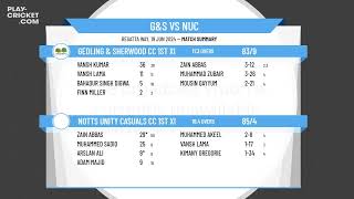 Gedling amp Sherwood CC 1st XI v Notts Unity Casuals CC 1st XI [upl. by Doralynne]