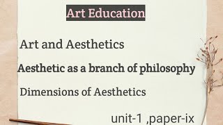 Aesthetic as a branch of philosophy [upl. by Illehs335]