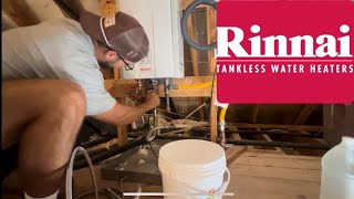 Flushing Rinnai Tankless Water Heater Model 1V75i [upl. by Uaerraj931]