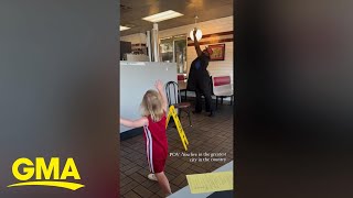 Watch Waffle House staff join in as young girl leads Let It Go singalong [upl. by Anivlem889]