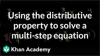 A clever application of the distributive property to solve a multistep equation  Khan Academy [upl. by Helsie643]