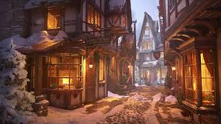 Winter Medieval Village  Relaxing Sounds of a Snowstorm with Howling Wind and Falling Snow [upl. by Hazlett468]