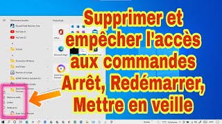 Supprimer et empêcher laccès aux commandes Arrêt Redémarrer Mettre en veille [upl. by Katee]