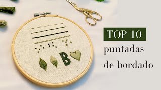 Tutorial de bordado para principiantes  Top 10 puntadas básicas [upl. by Alleciram]