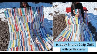 Scrappy Improv Quilt  Soft Curves Free Piecing  Sewing tutorial [upl. by Nitneuq]